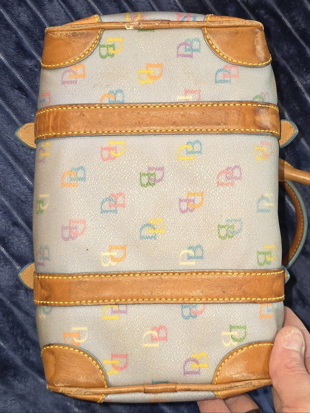 💥Rare Baby Blue D&B Y2K Multicolor Barrel “It Bag” Mini Satchel - Picture 5 of 8